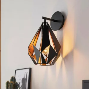 EGLO Applique Carlton, noire/cuivrée^ Lampes Vintage