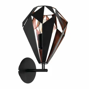 EGLO Applique Carlton, noire/cuivrée^ Lampes Vintage