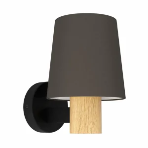 EGLO Applique Edale abat-jour tissu cappuccino, bois^ Lampes Modernes
