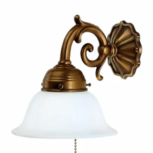 Berliner Messinglampen Applique laiton EDGAR avec interrupteur à tirette^ Lampes Antiques