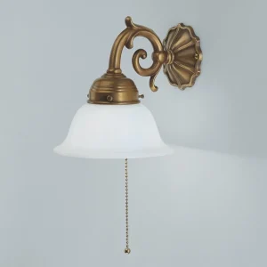 Berliner Messinglampen Applique laiton EDGAR avec interrupteur à tirette^ Lampes Antiques