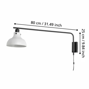 EGLO Applique murale Matlock, saillie 80 cm, gris/noir^ Lampes Industrielles