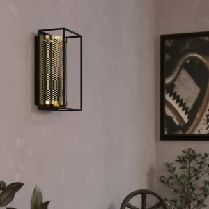 EGLO Applique murale Nohales, hauteur 32 cm, noir/laiton^ Lampes Industrielles
