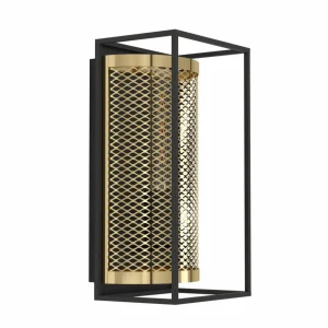 EGLO Applique murale Nohales, hauteur 32 cm, noir/laiton^ Lampes Industrielles