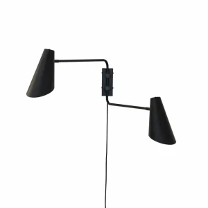 Dyberg Larsen Applique murale Cale, noir, métal, à 2 lampes^ Lampes Scandinaves