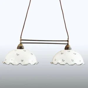 austrolux KOLARZ Nonna - Suspension linéaire blanc-bleu^ Lampes Rustiques