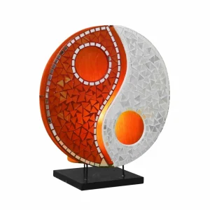 Woru Lampe à poser Ying Yang mosaïque de verre orange/blanc^ Design