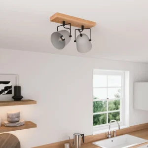 Lindby Adalin plafonnier, à 2 lampes, gris^ Lampes Modernes