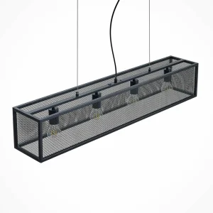 Lindby Adoney suspension, acier, noire, à 4 lampes^ Lampes Modernes