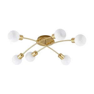 Lindby Agmar plafonnier, laiton, à 6 lampes^ Lampes Modernes