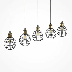Lindby Alexej suspension avec aspect cage^ Lampes Vintage