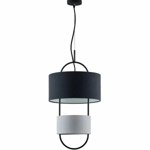 Lucande Amylee suspension, tissu et béton^ Lampes Modernes
