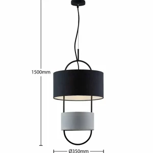 Lucande Amylee suspension, tissu et béton^ Lampes Modernes
